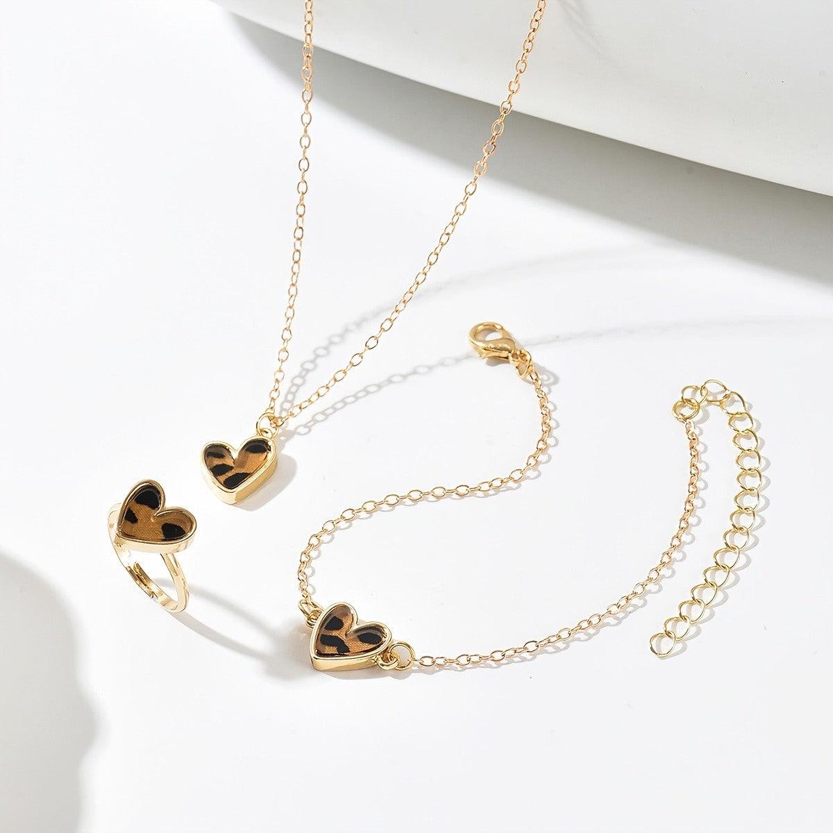 Stylish Leopard Heart Jewelry Set