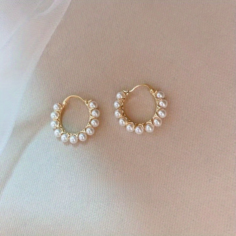 Pearl Cluster Hoop Earrings