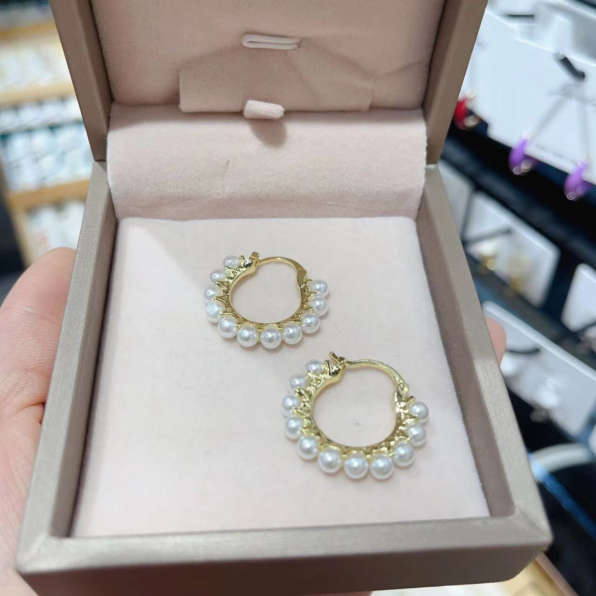 Pearl Cluster Hoop Earrings