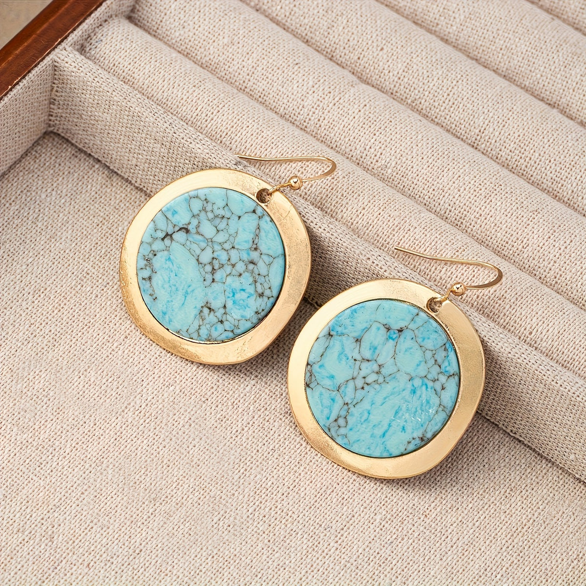 Turquoise Web Disc Earrings