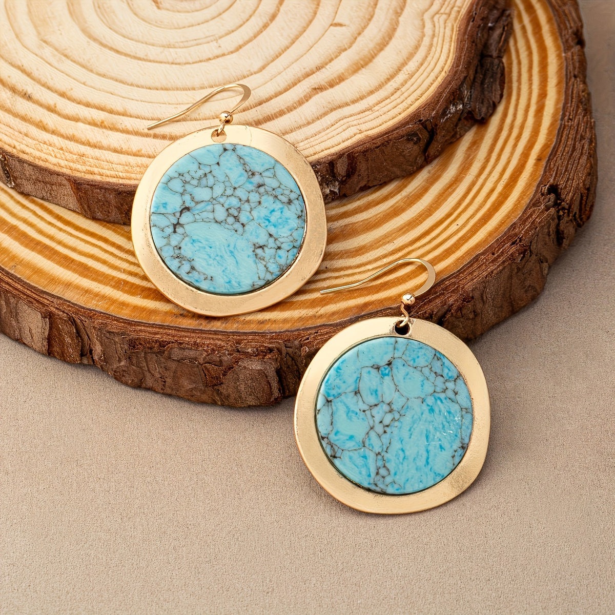 Turquoise Web Disc Earrings