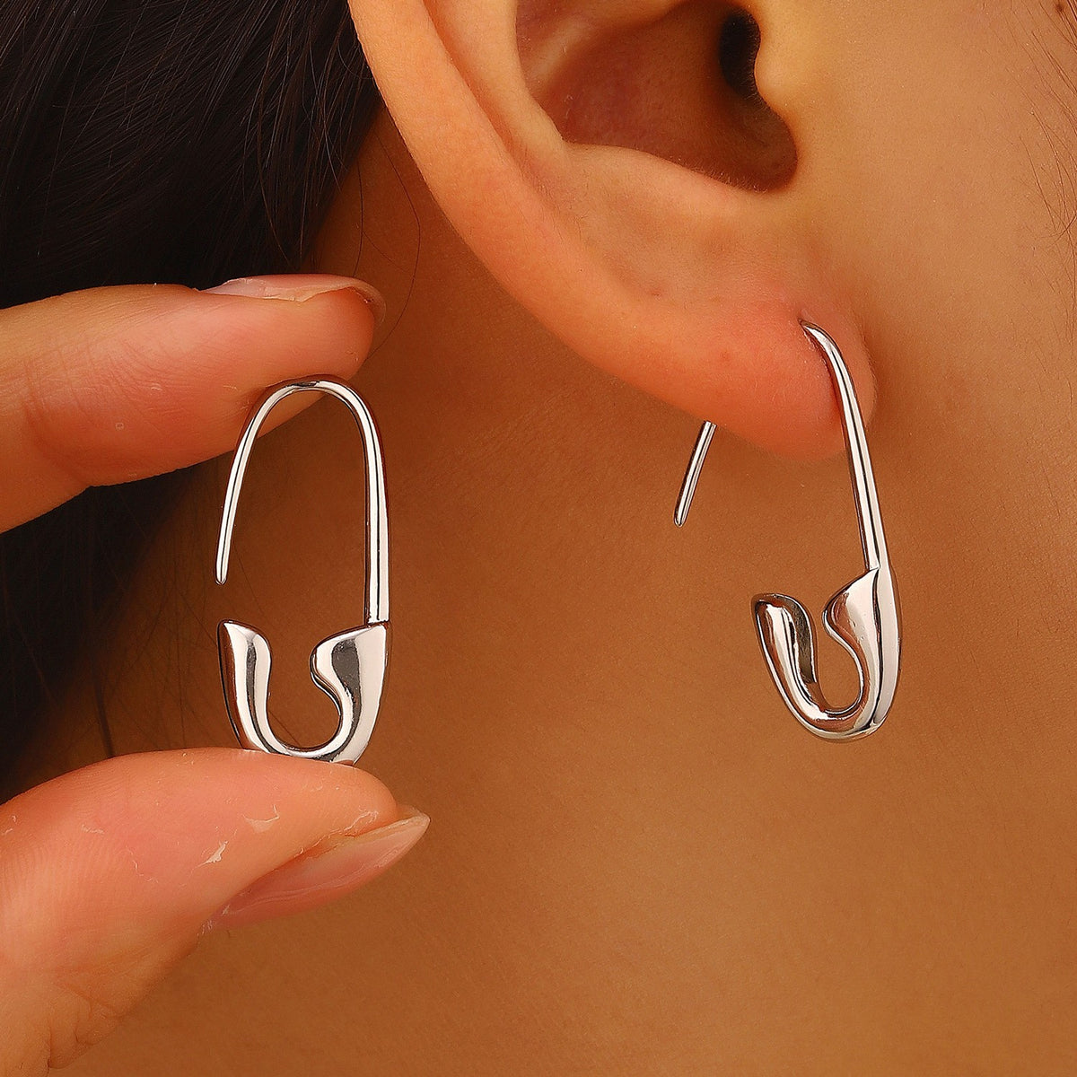 Safety Pin Hoop Earrings