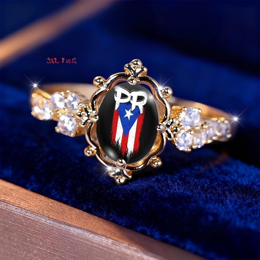 Puerto Rico Flag Oval Statement Ring