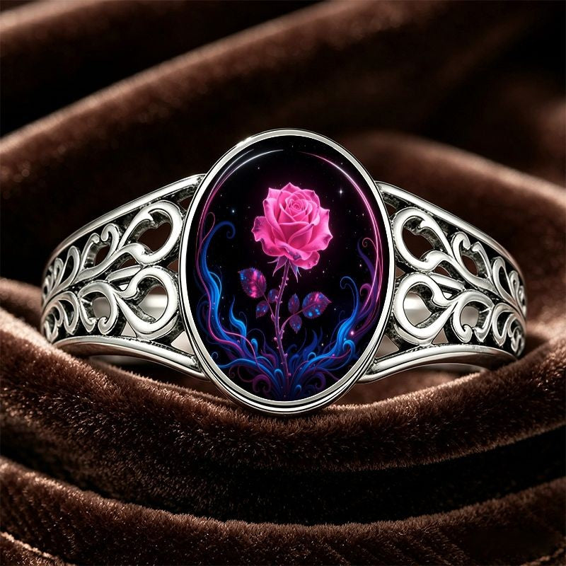Neon Rose Filigree Oval Ring