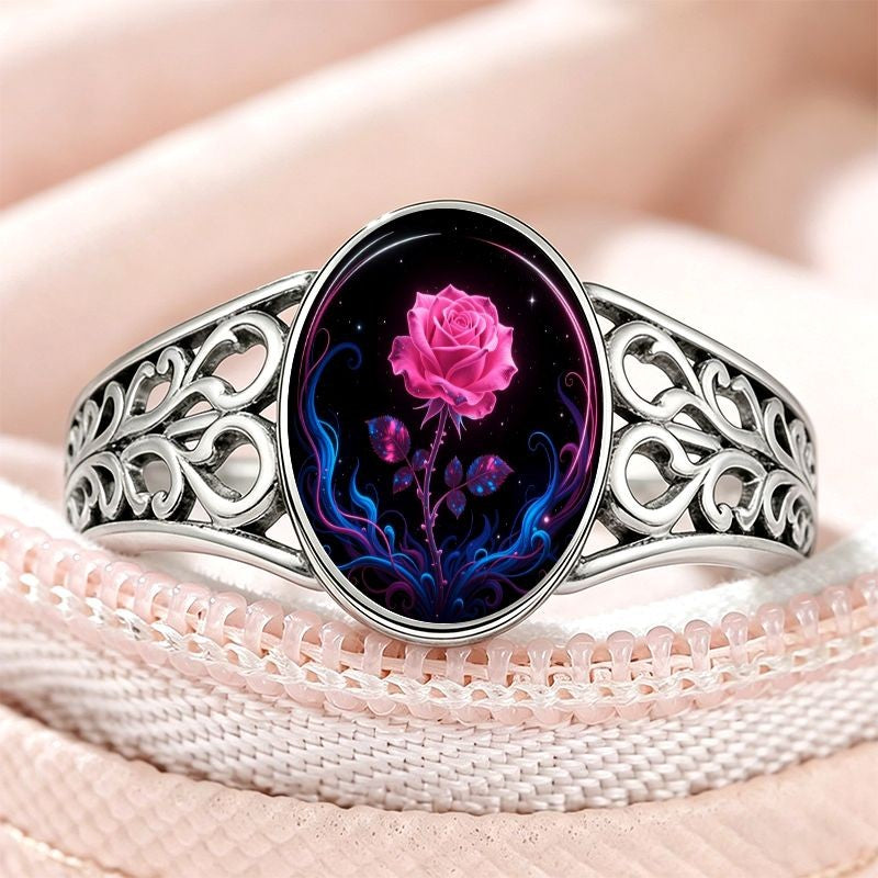 Neon Rose Filigree Oval Ring