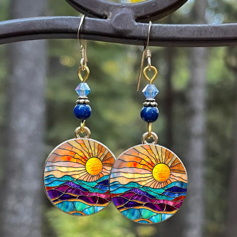 Sunset Waves Round Earrings