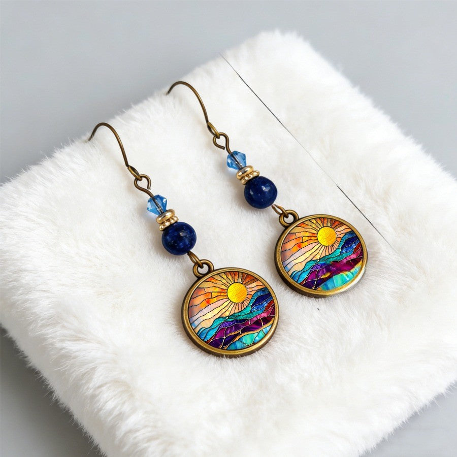 Sunset Waves Round Earrings