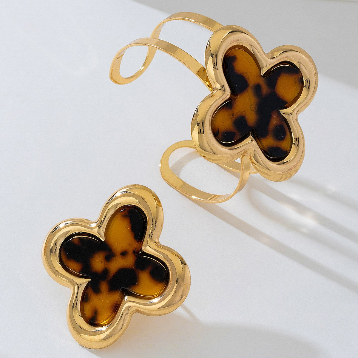 Leopard Flower Bracelet & Ring Set