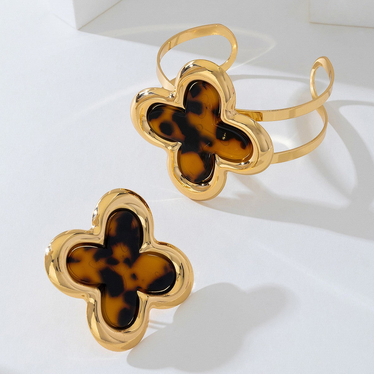 Leopard Flower Bracelet & Ring Set