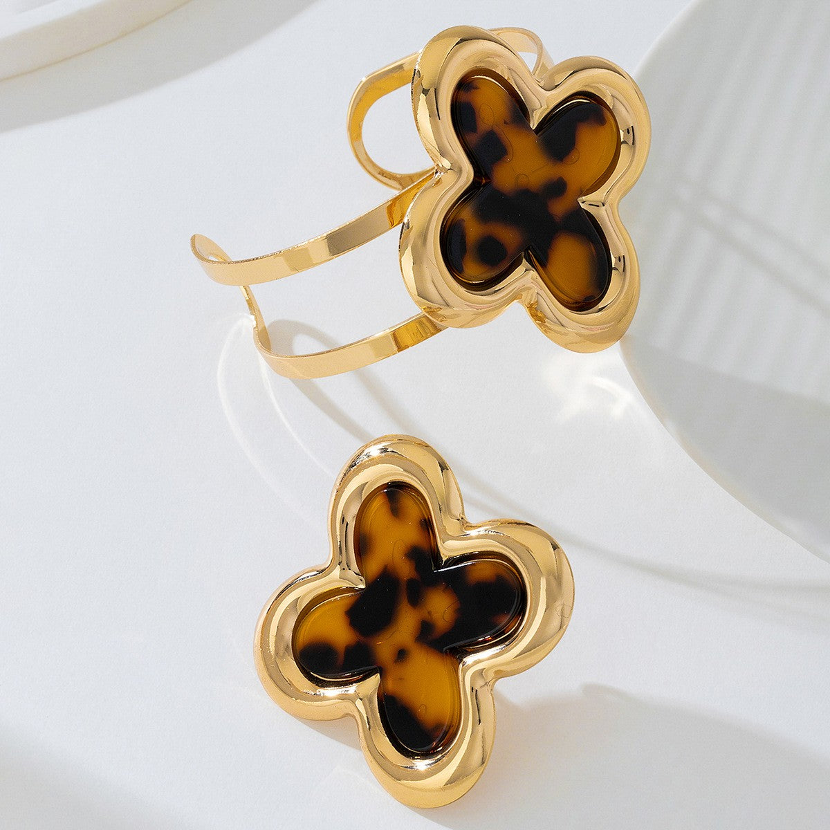 Leopard Flower Bracelet & Ring Set
