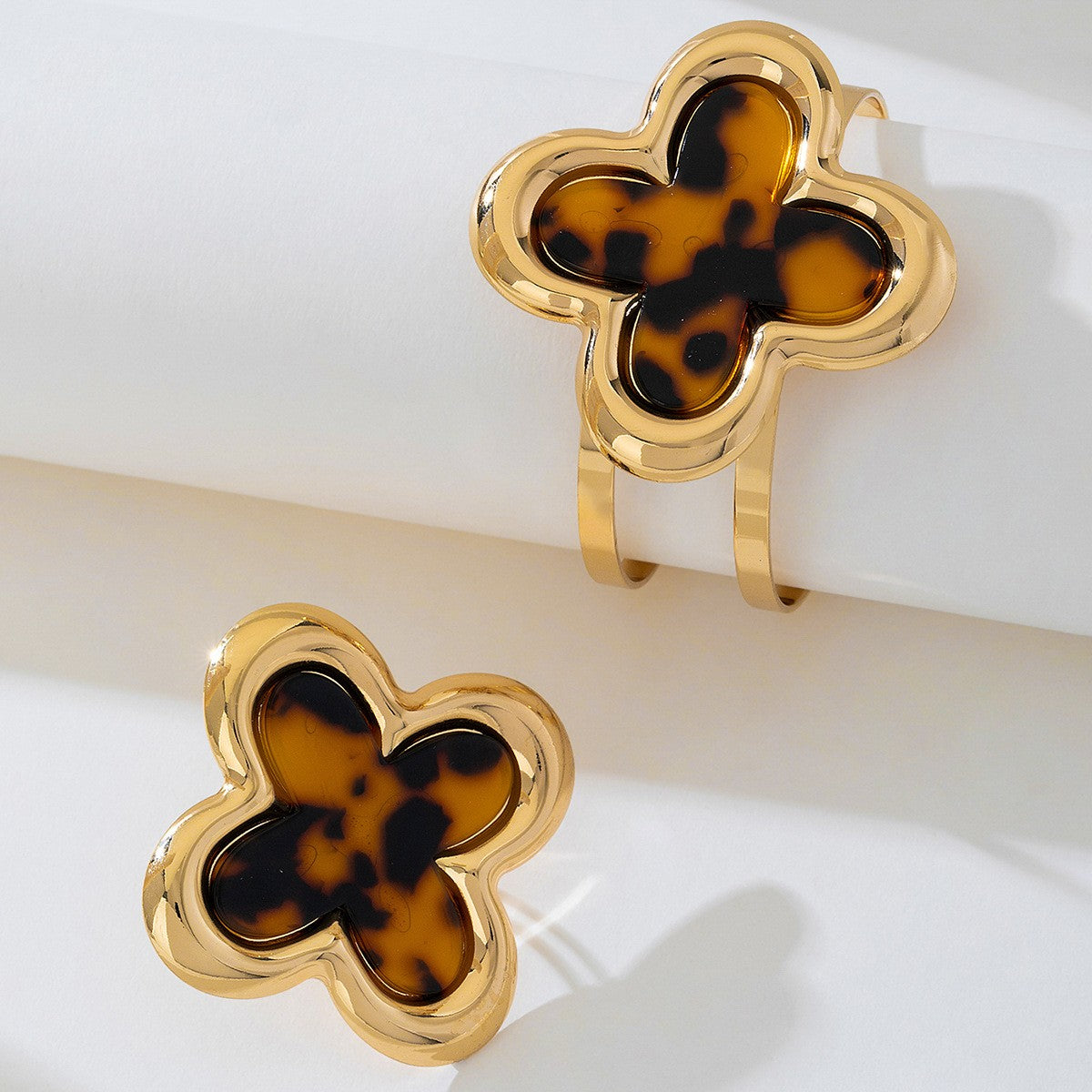 Leopard Flower Bracelet & Ring Set
