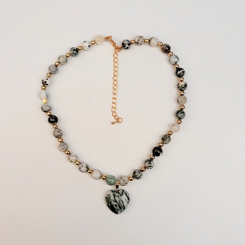 Green Marble Heart Necklace