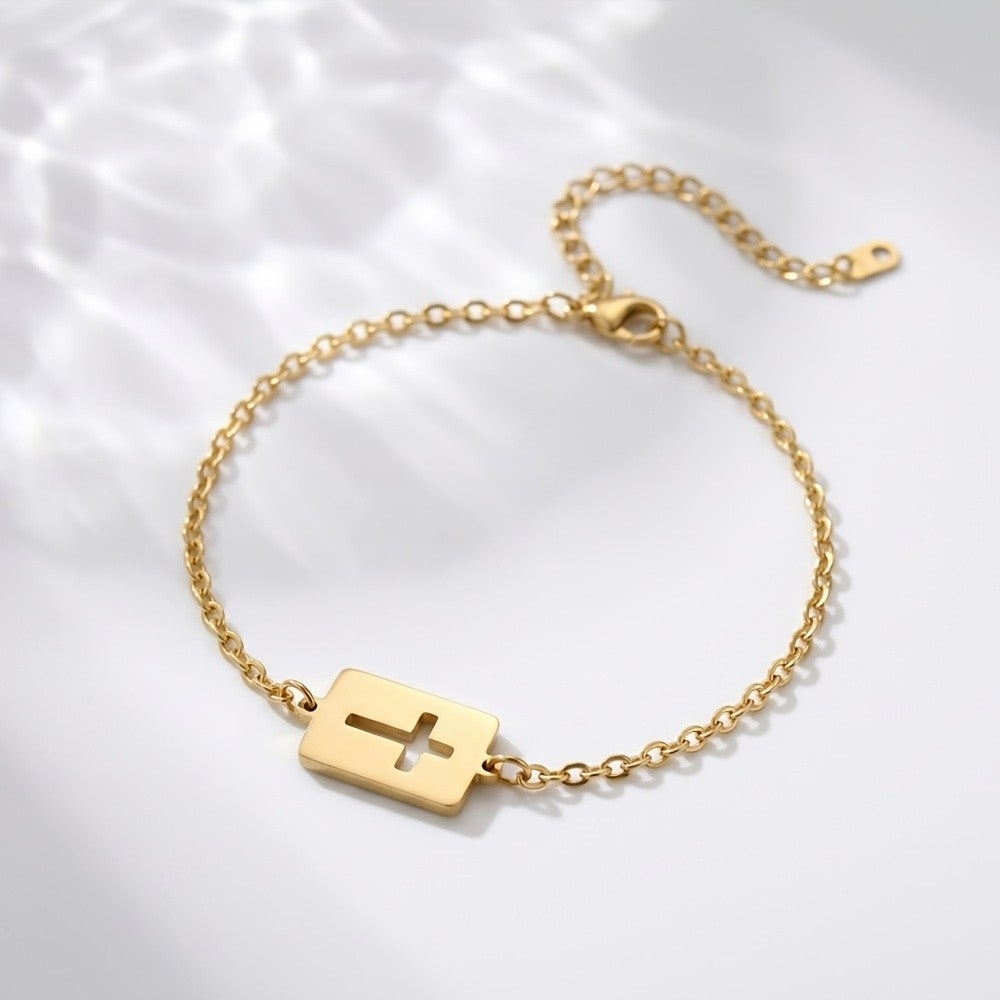 Hollow Square Cross Bracelet