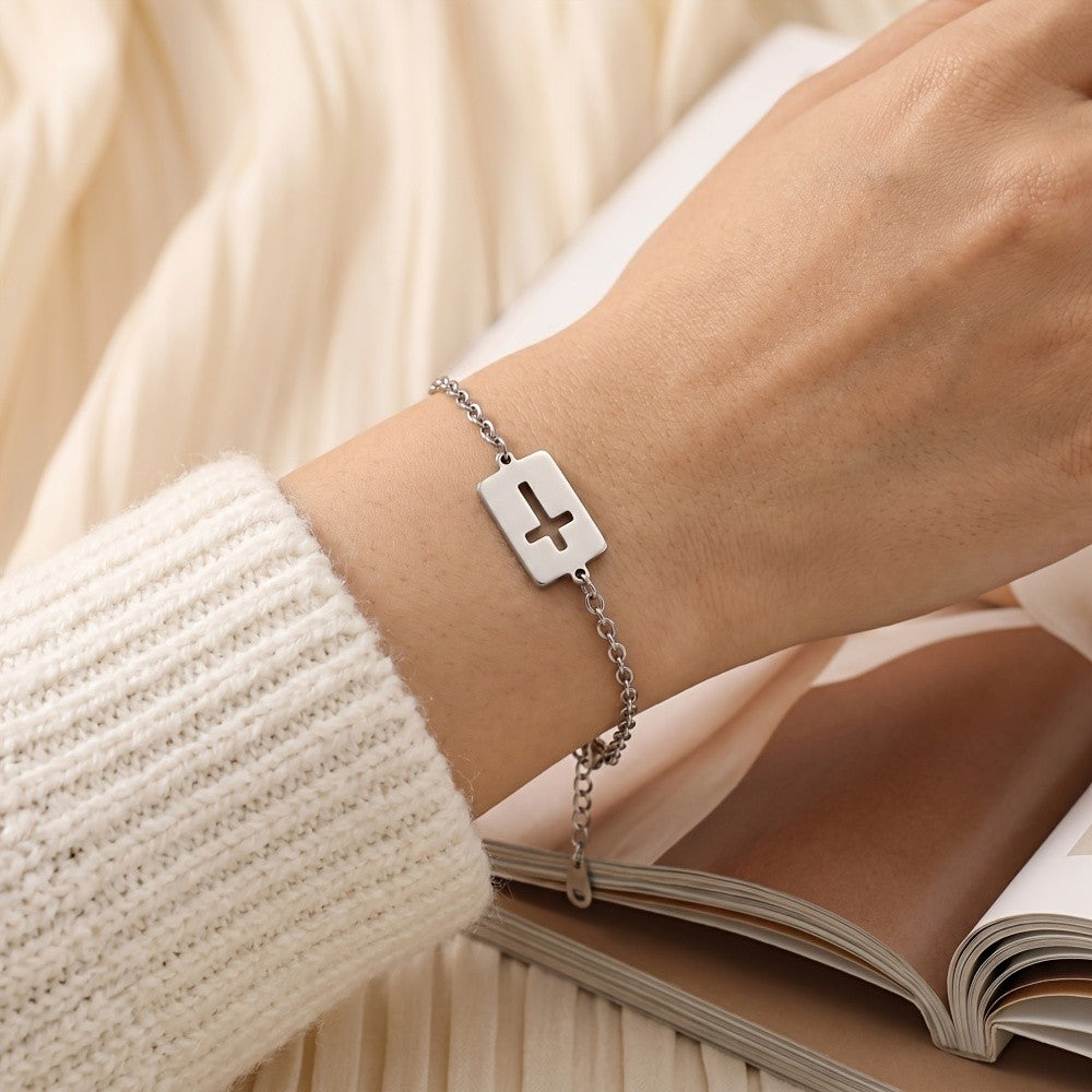 Hollow Square Cross Bracelet