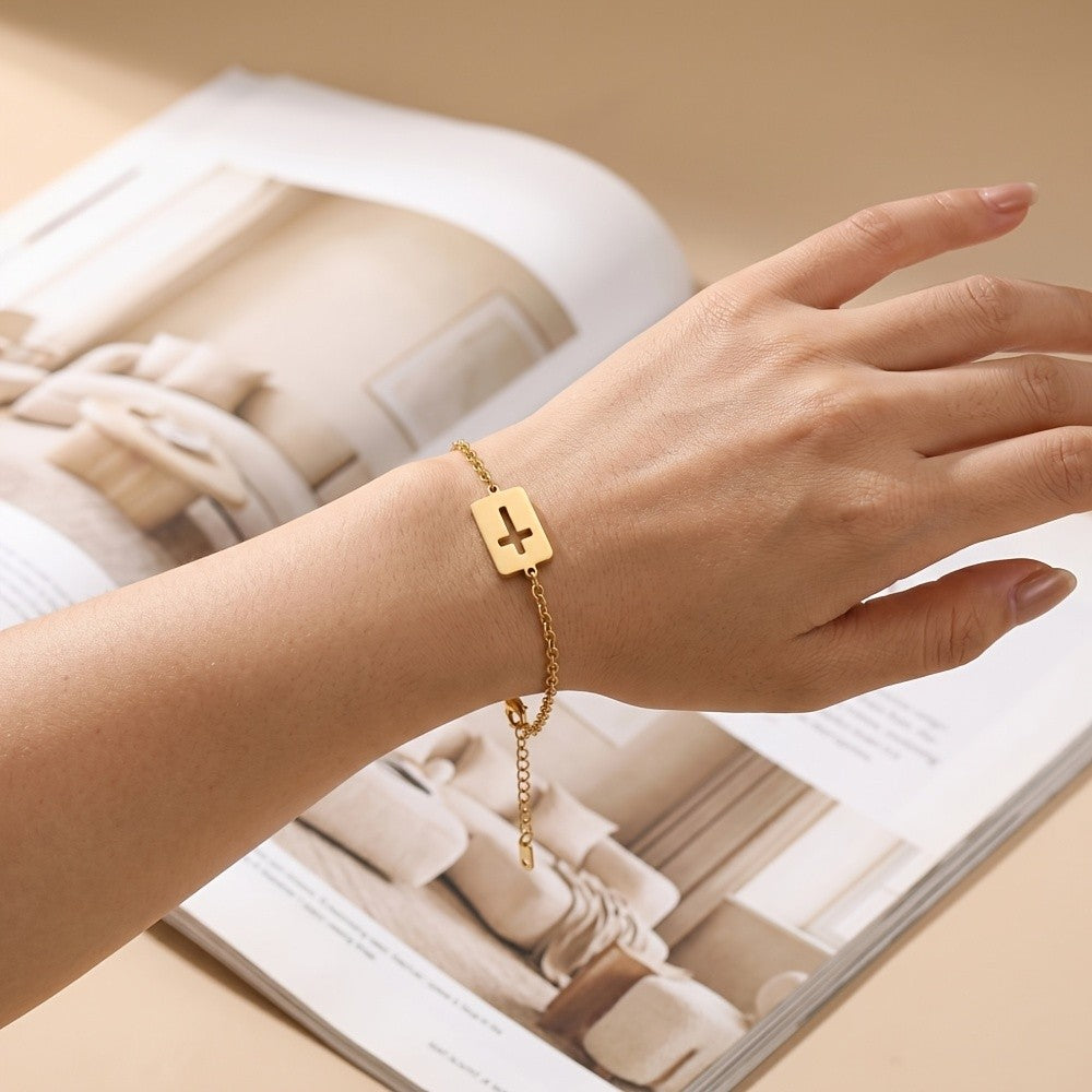 Hollow Square Cross Bracelet