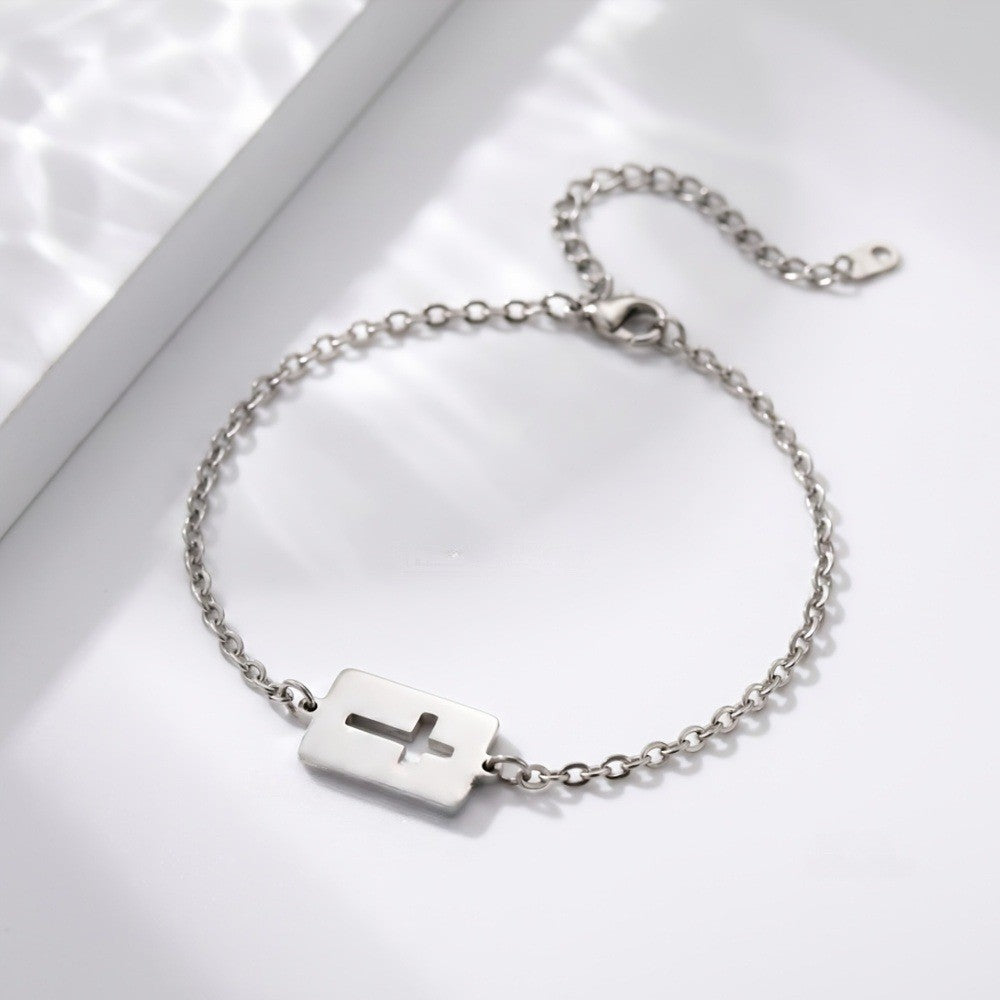 Hollow Square Cross Bracelet