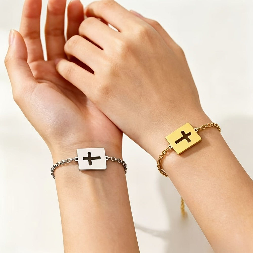 Hollow Square Cross Bracelet