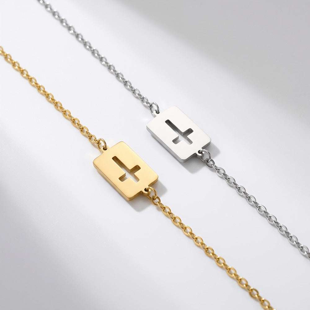Hollow Square Cross Bracelet