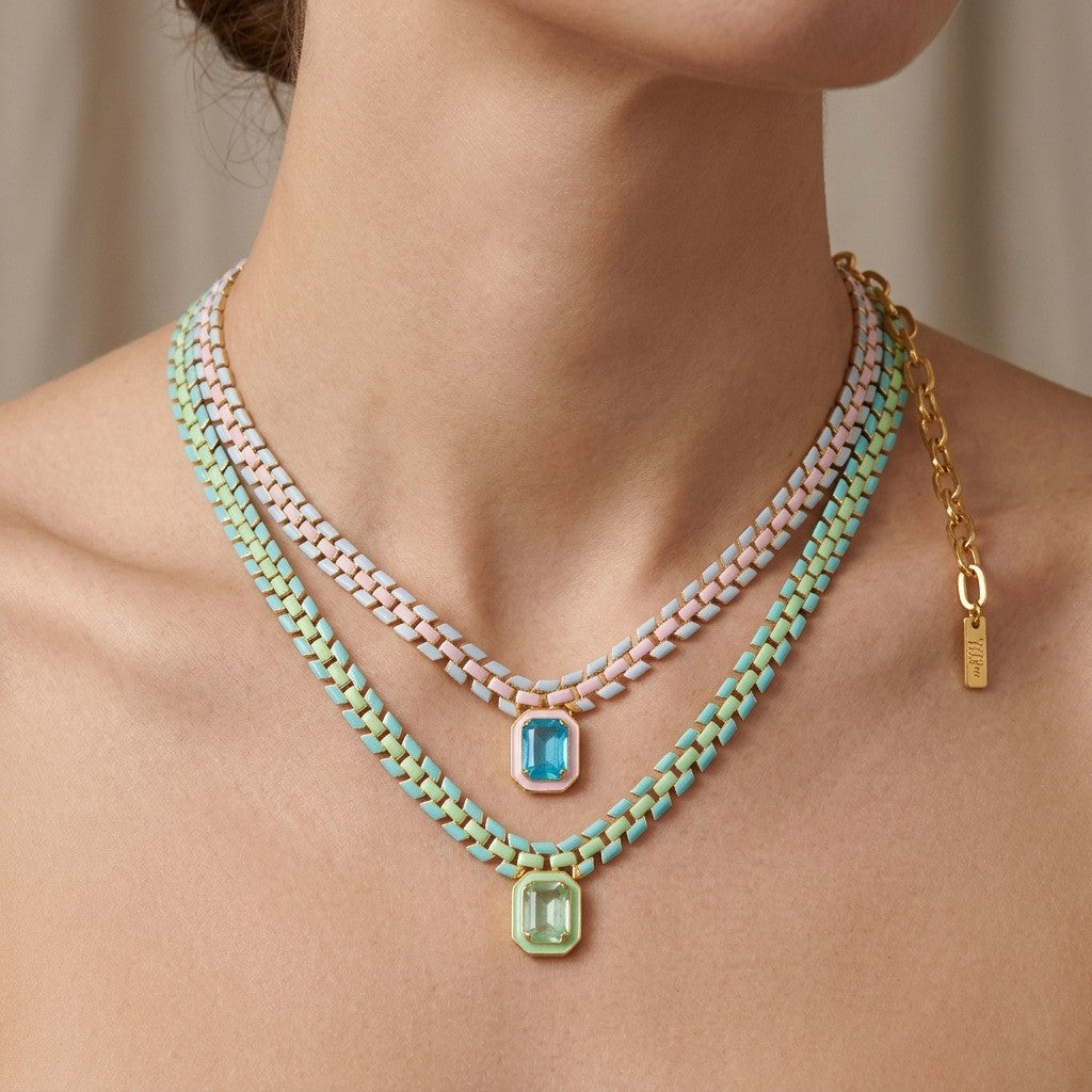 Pastel Layered Gemstone Necklace