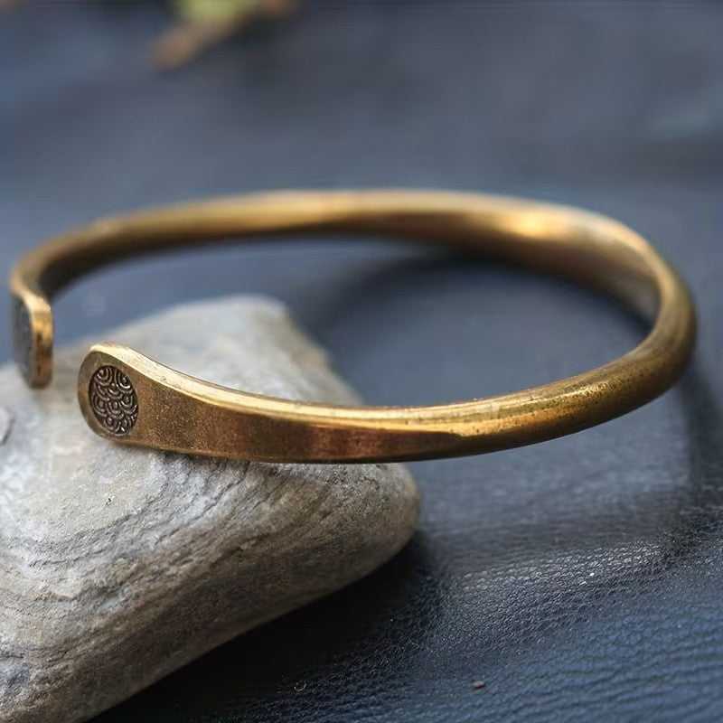 Engraved Lotus Open Bangle