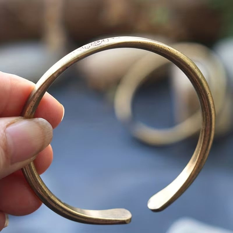 Engraved Lotus Open Bangle