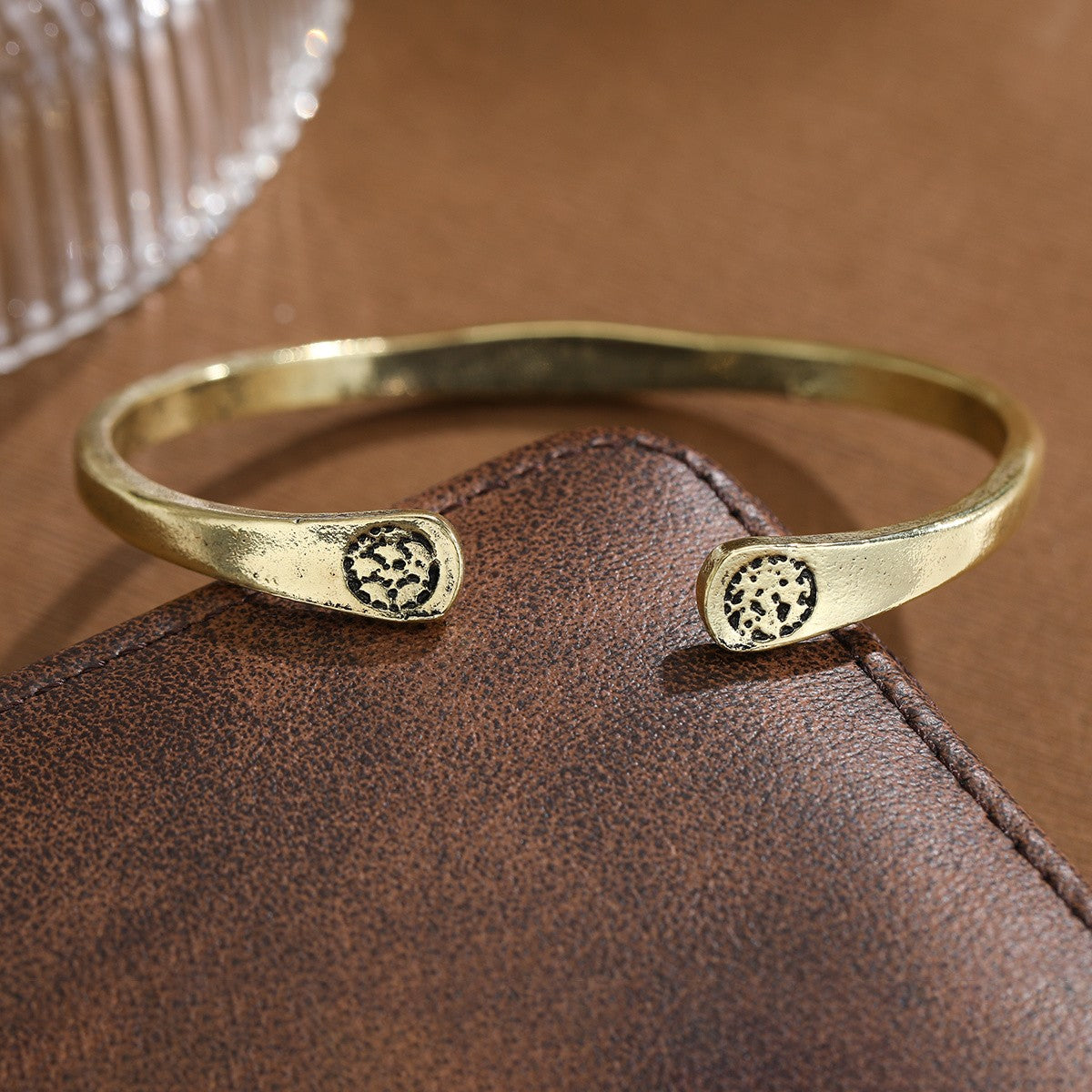 Engraved Lotus Open Bangle