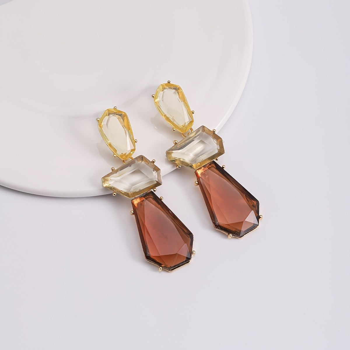 Amber Tonal Faceted Drop Earrings
