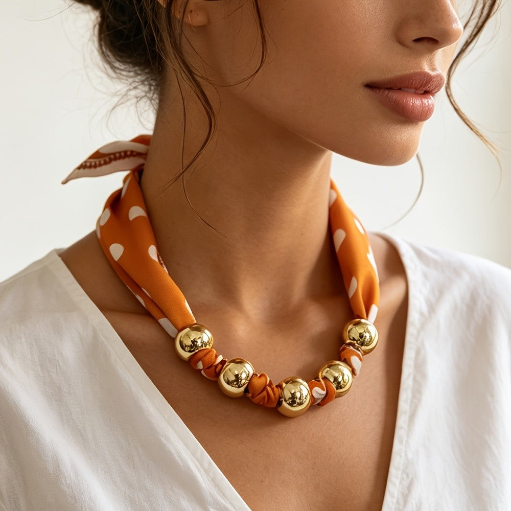 Paisley Beaded Scarf Necklace