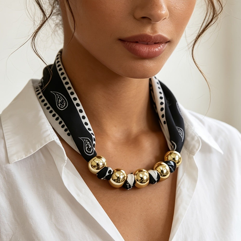 Paisley Beaded Scarf Necklace