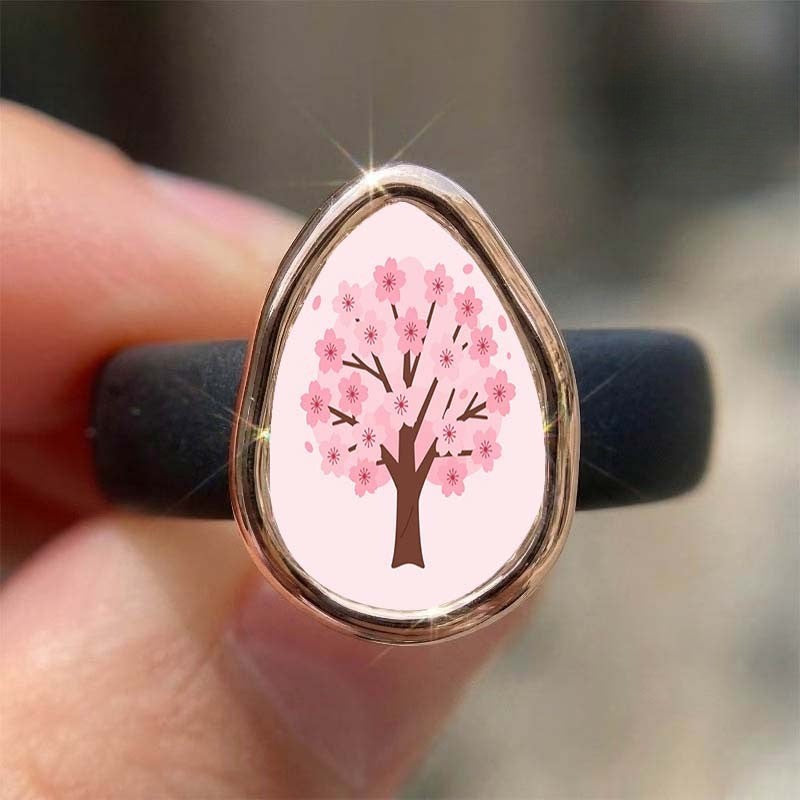 Cherry Blossom Tree Teardrop Ring