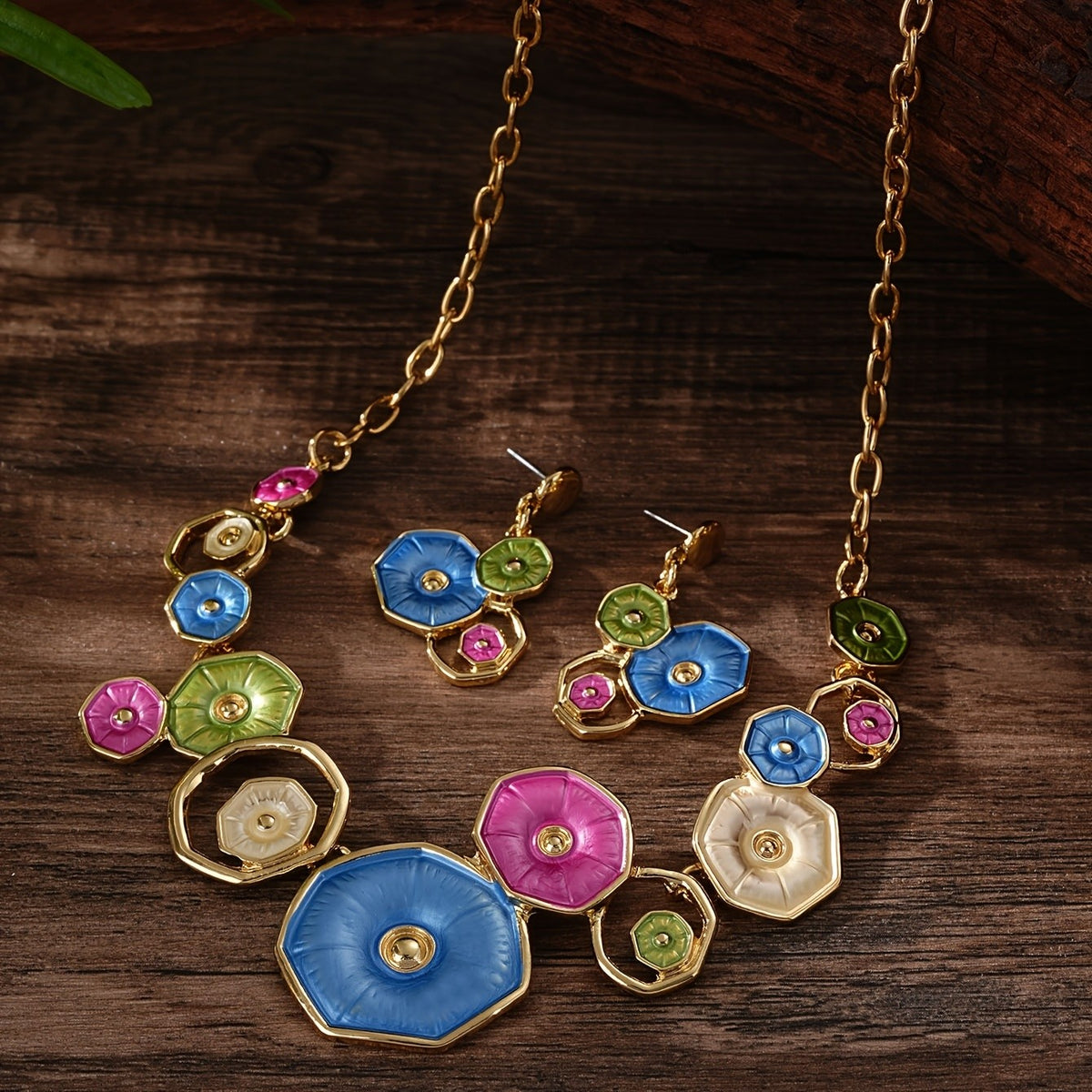 Geometric Flower Jewelry Set