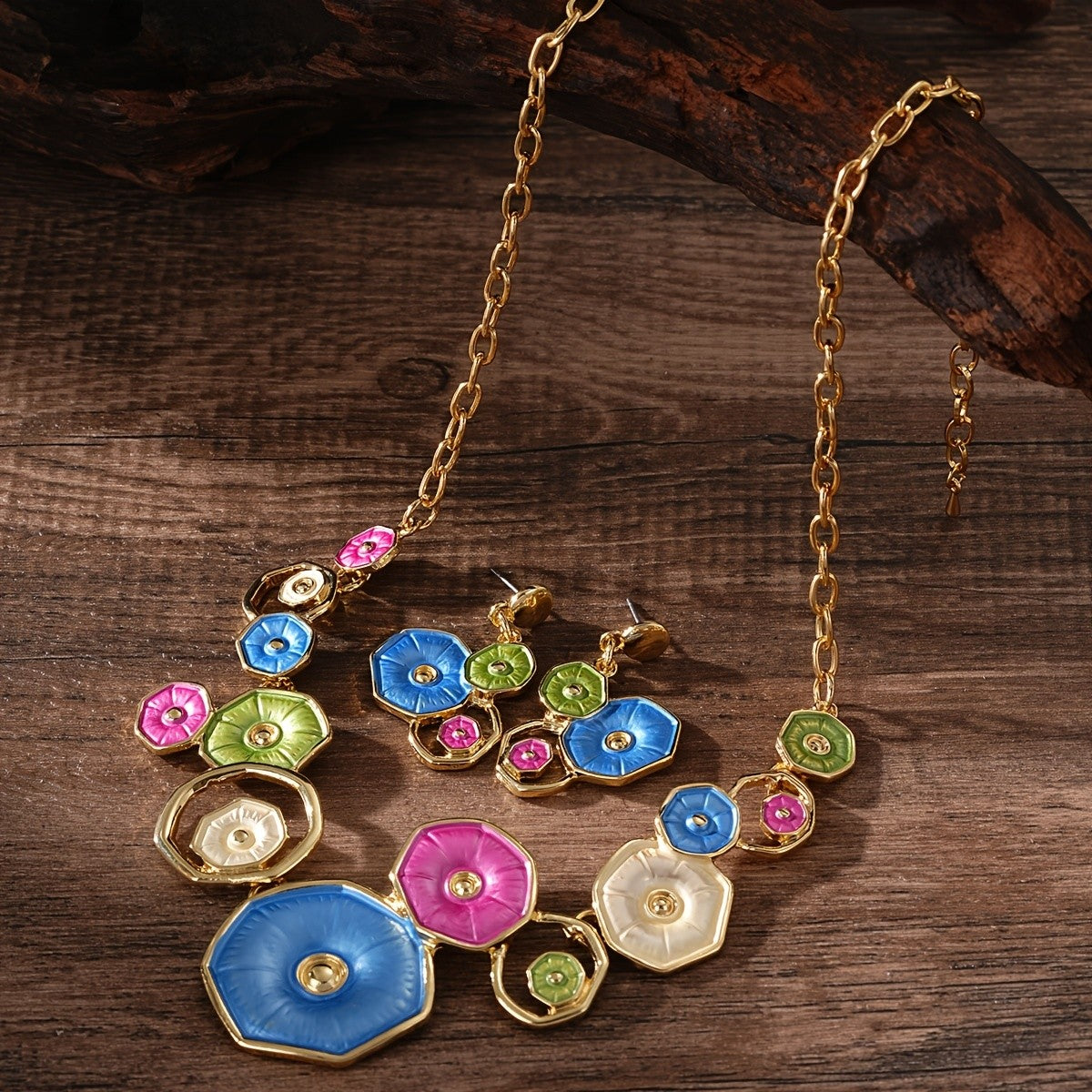 Geometric Flower Jewelry Set