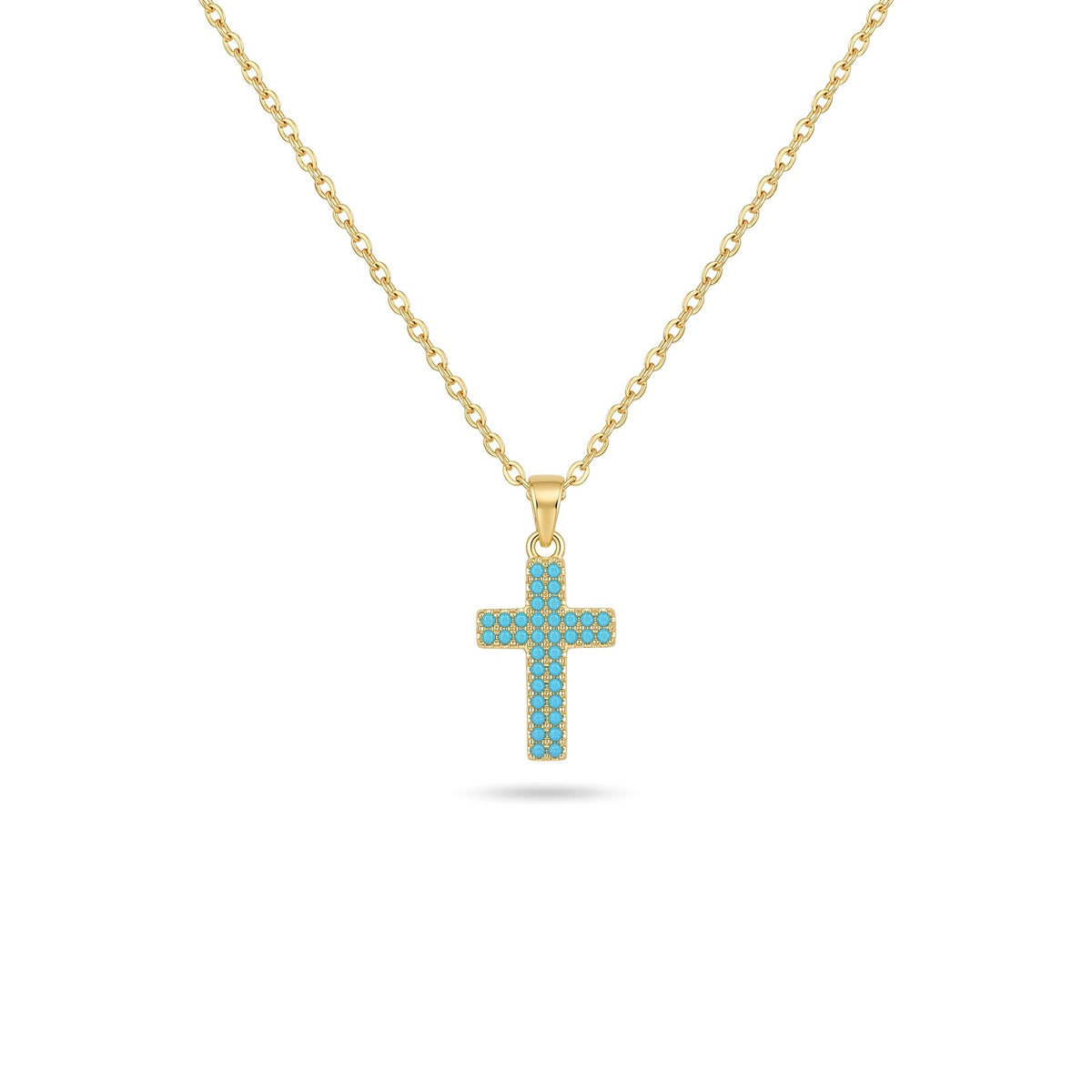 Synthetic Turquoise Pave Cross Necklace