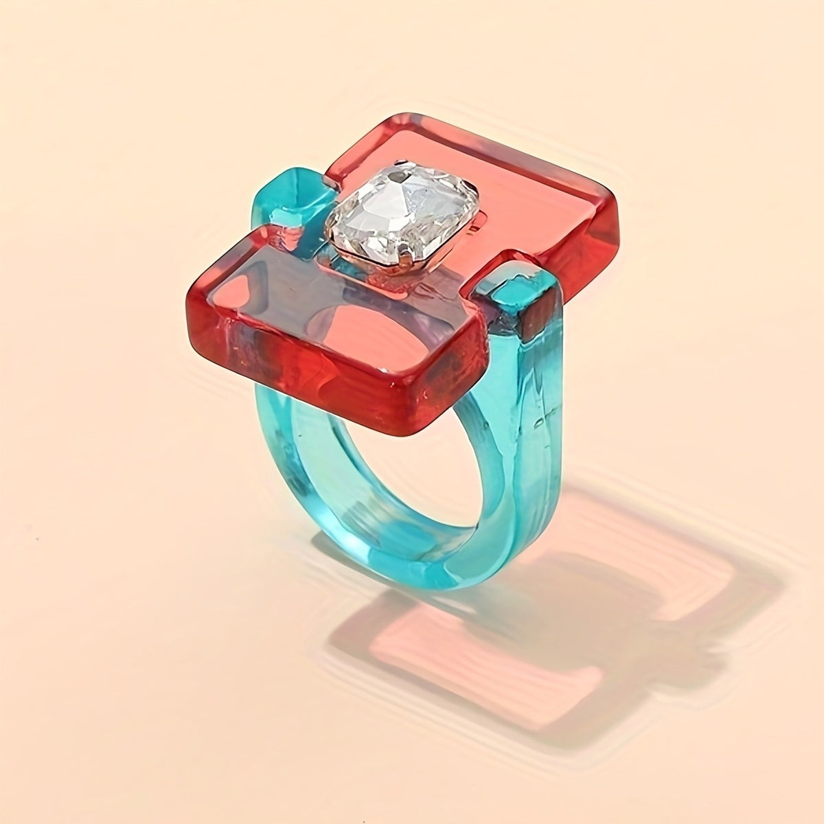 Two-Tone Square Resin Ring