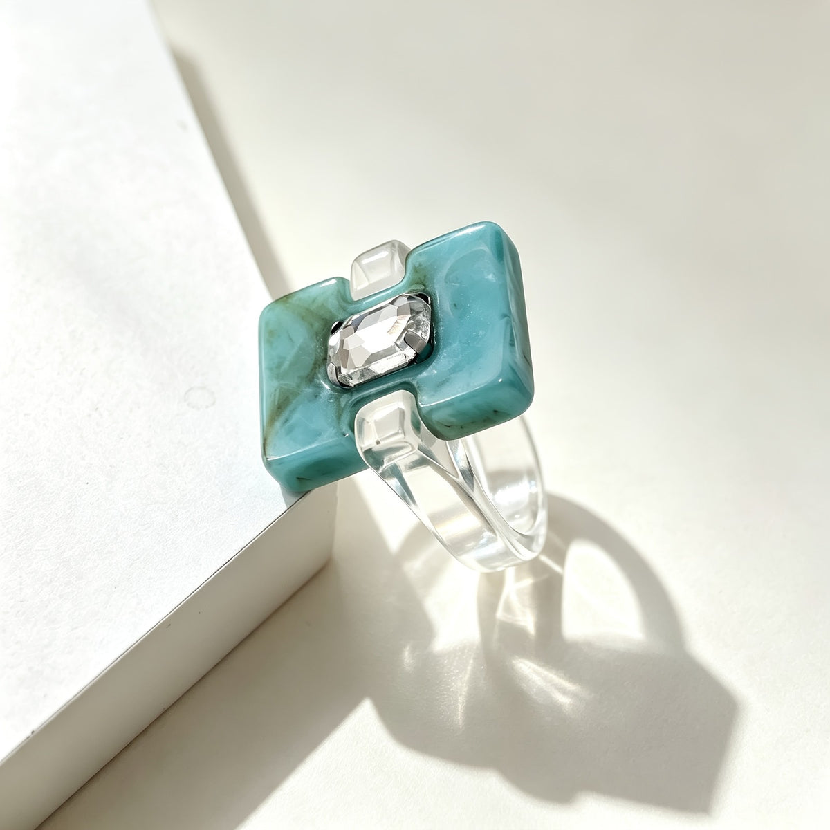 Two-Tone Square Resin Ring