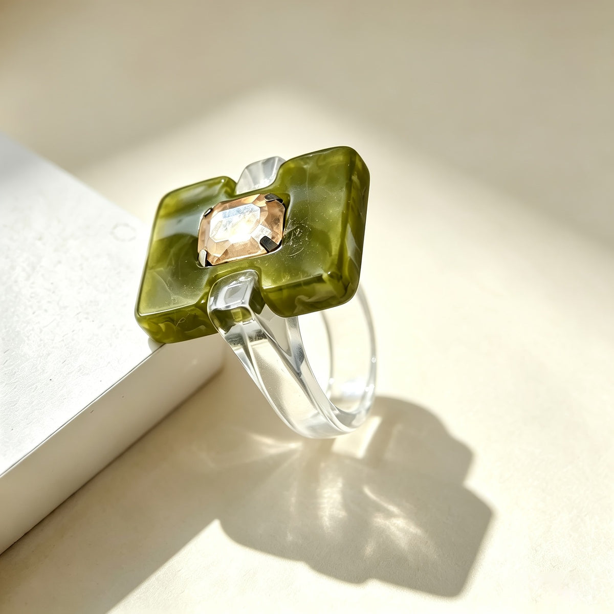 Two-Tone Square Resin Ring