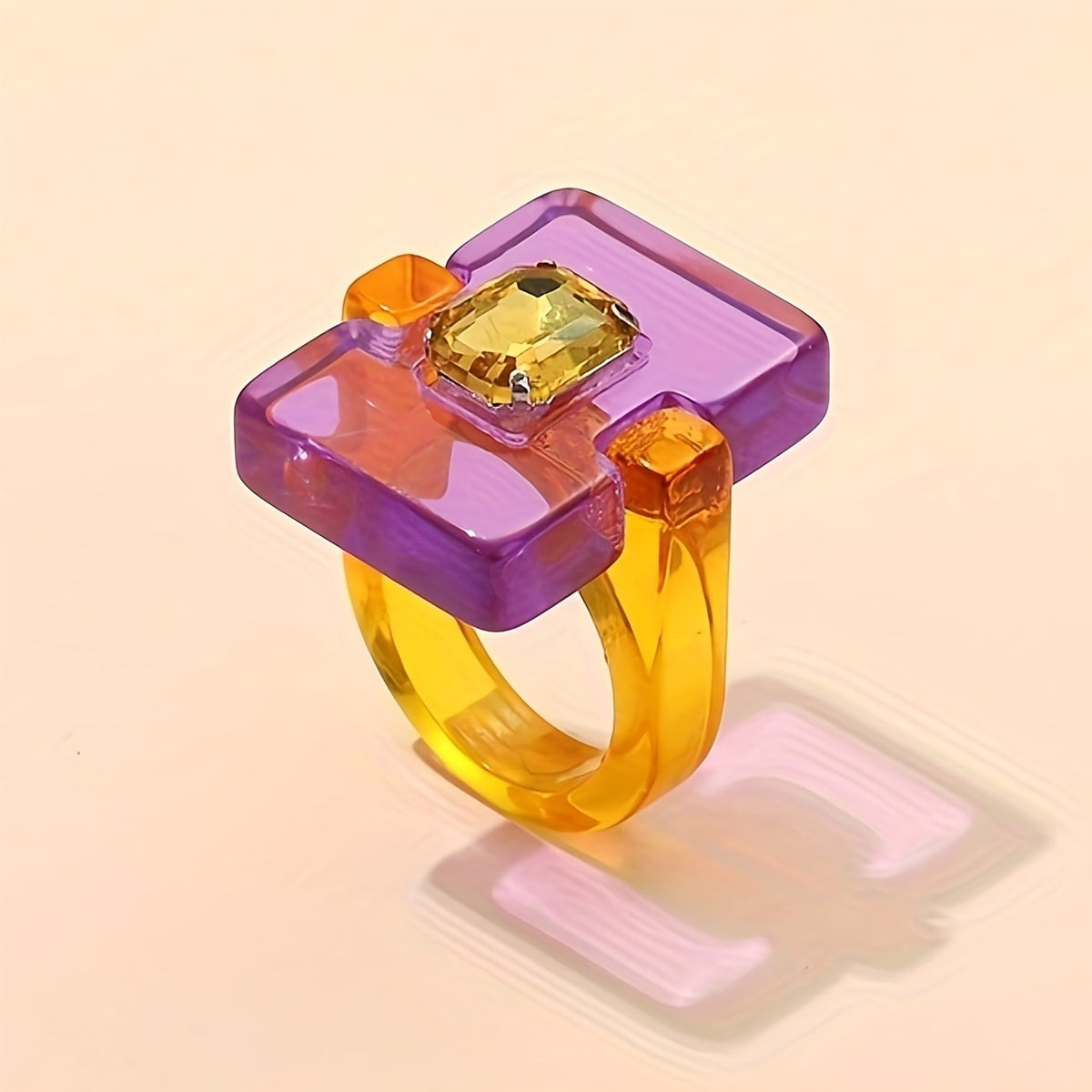Two-Tone Square Resin Ring