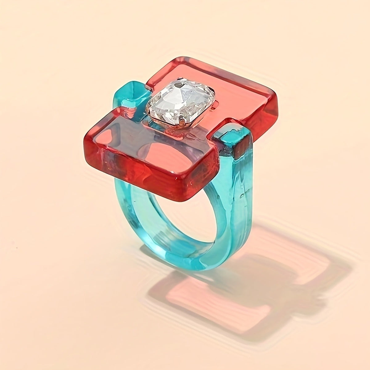 Two-Tone Square Resin Ring