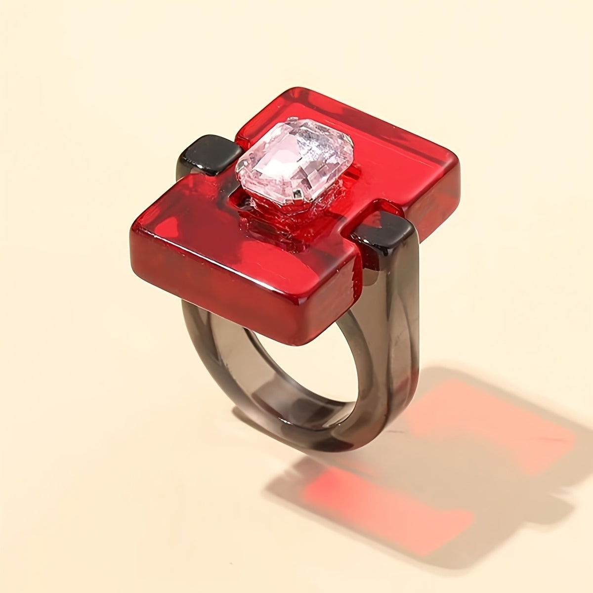 Two-Tone Square Resin Ring