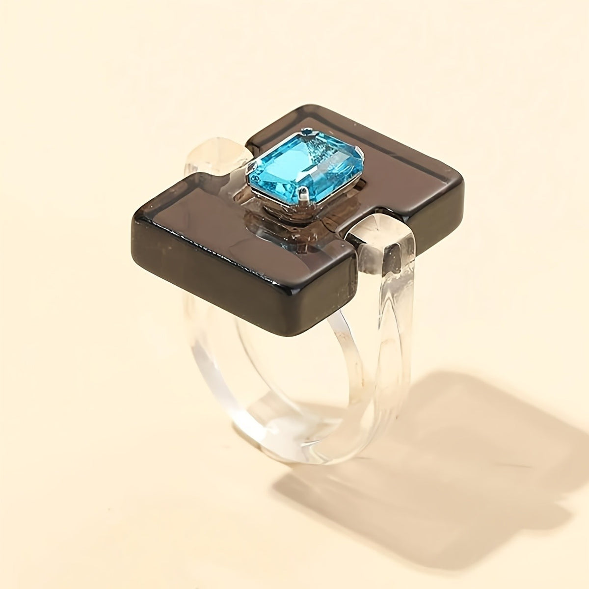 Two-Tone Square Resin Ring