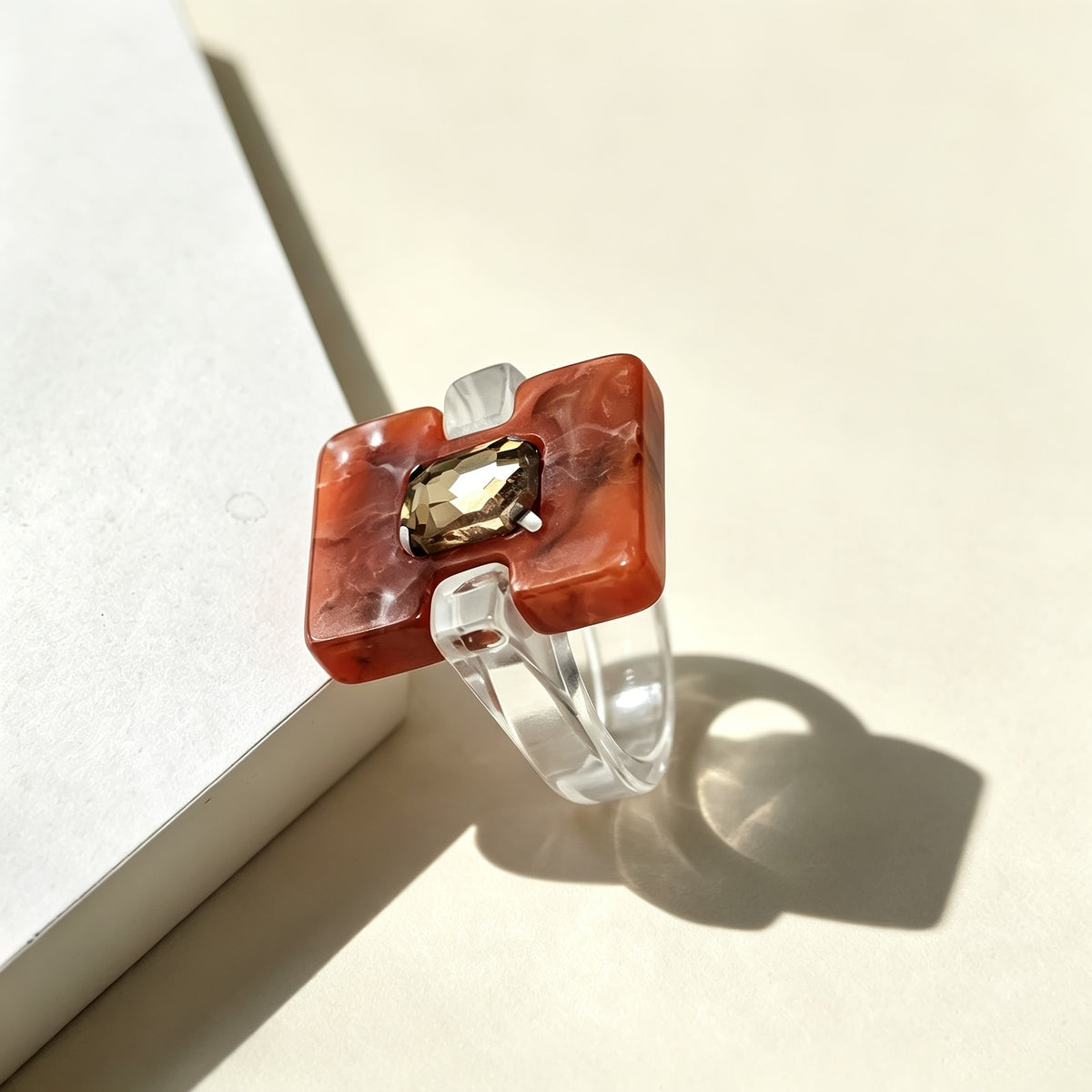 Two-Tone Square Resin Ring