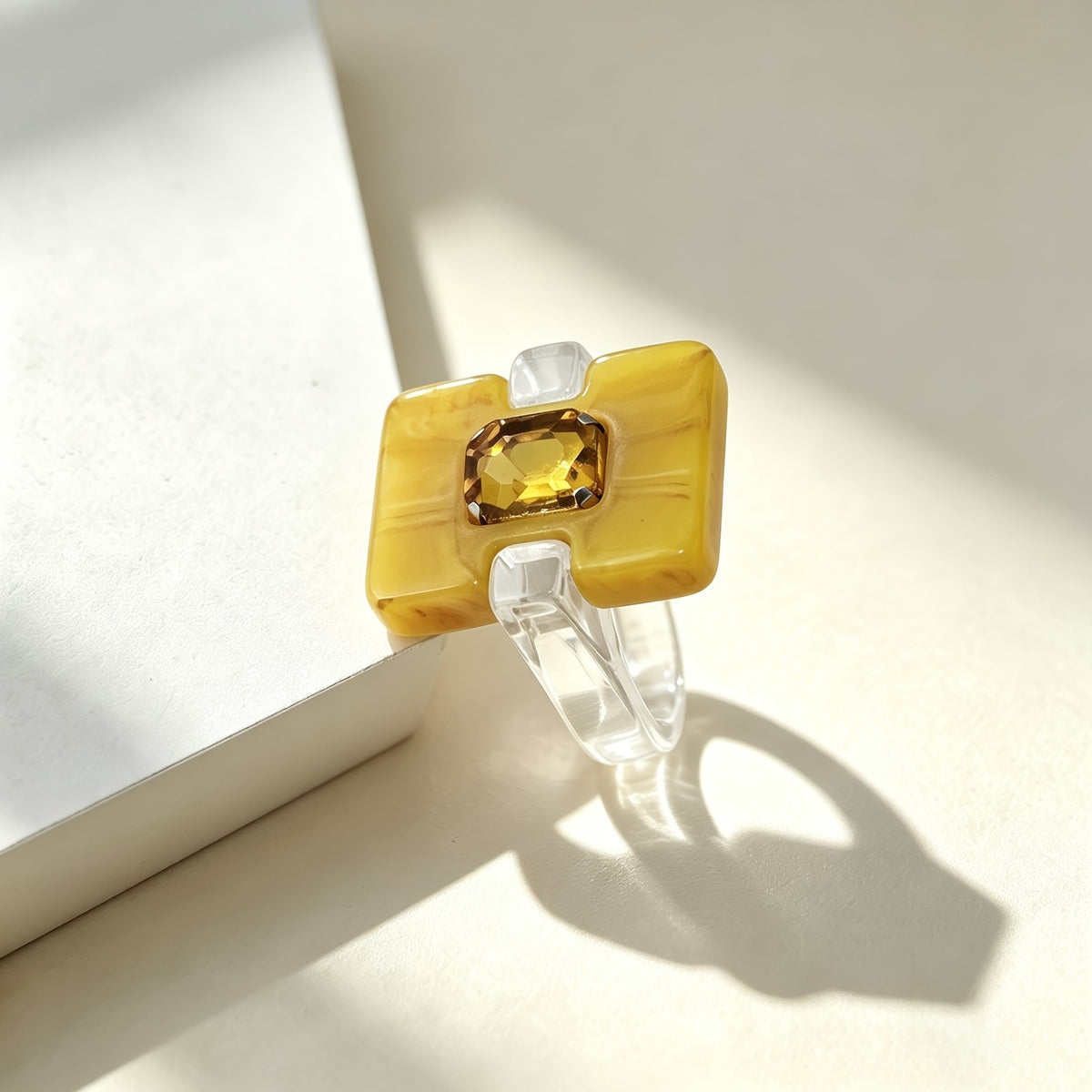 Two-Tone Square Resin Ring