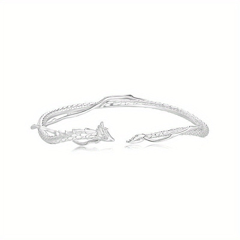 Dragon Motif Open Cuff Bracelet