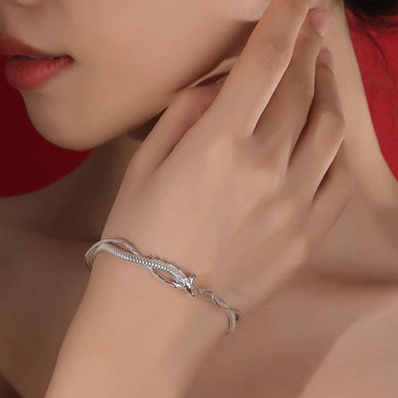 Dragon Motif Open Cuff Bracelet