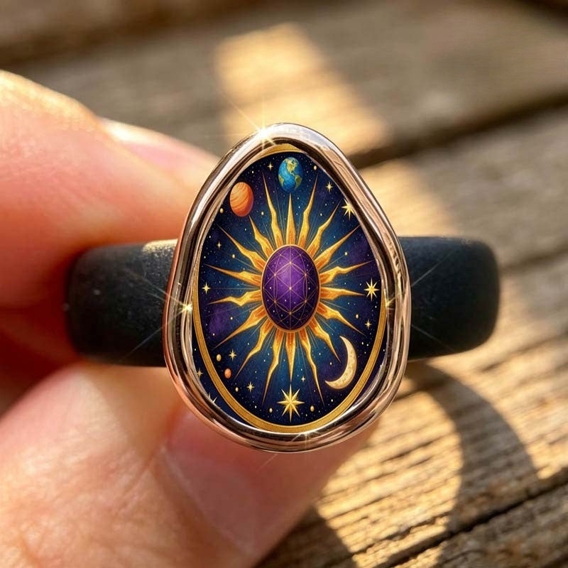 Celestial Sun & Planet Teardrop Ring