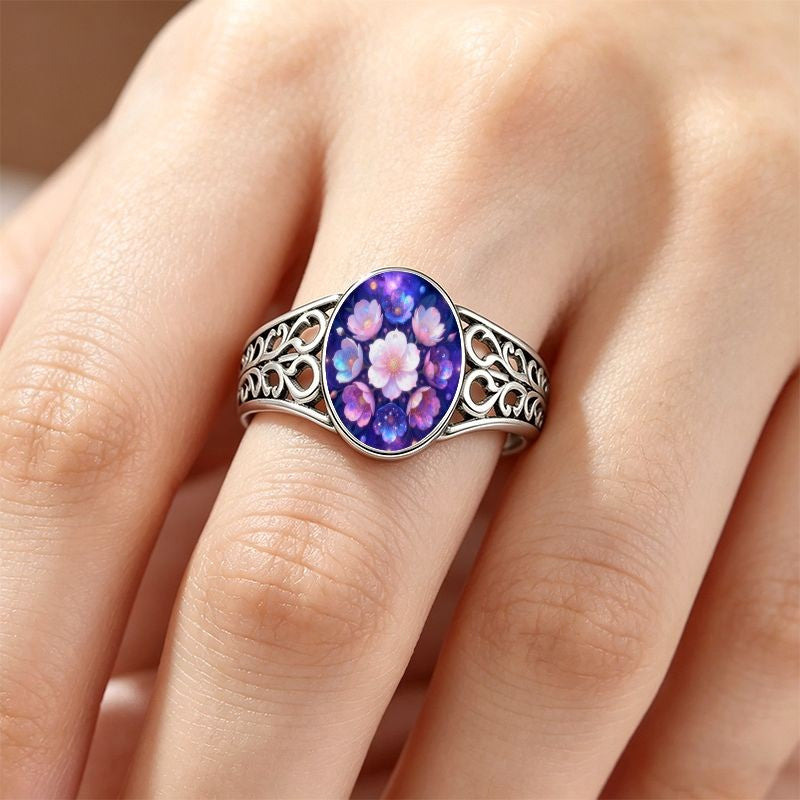 Galaxy Floral Oval Ring
