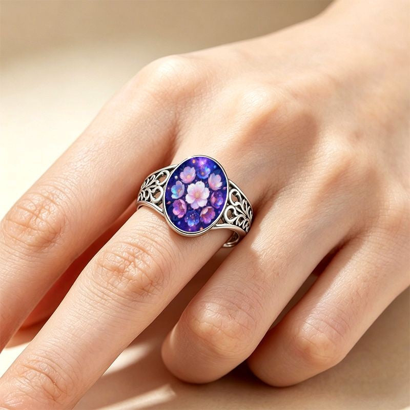 Galaxy Floral Oval Ring