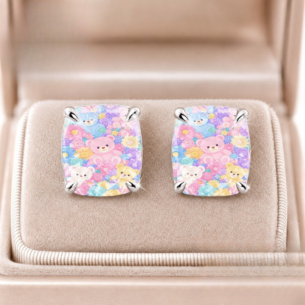 Pastel Bear Square Earrings