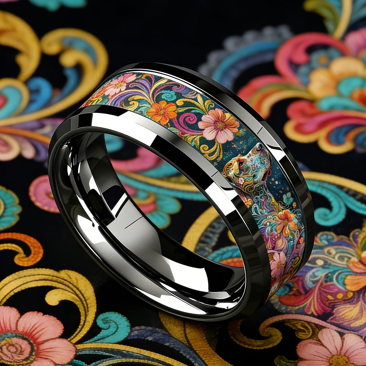 Colorful Floral Dog Ring