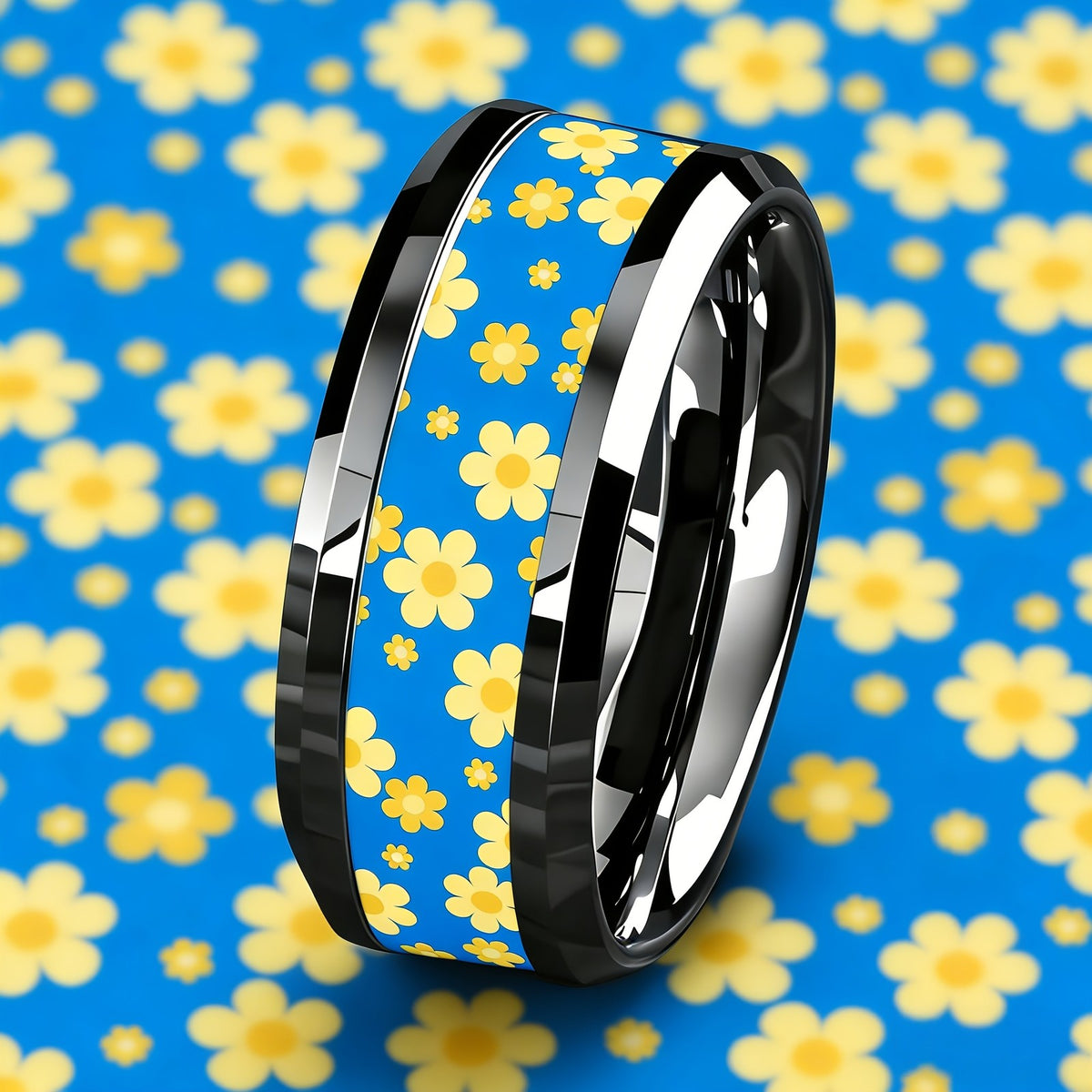 Blue Daisy Floral Ring